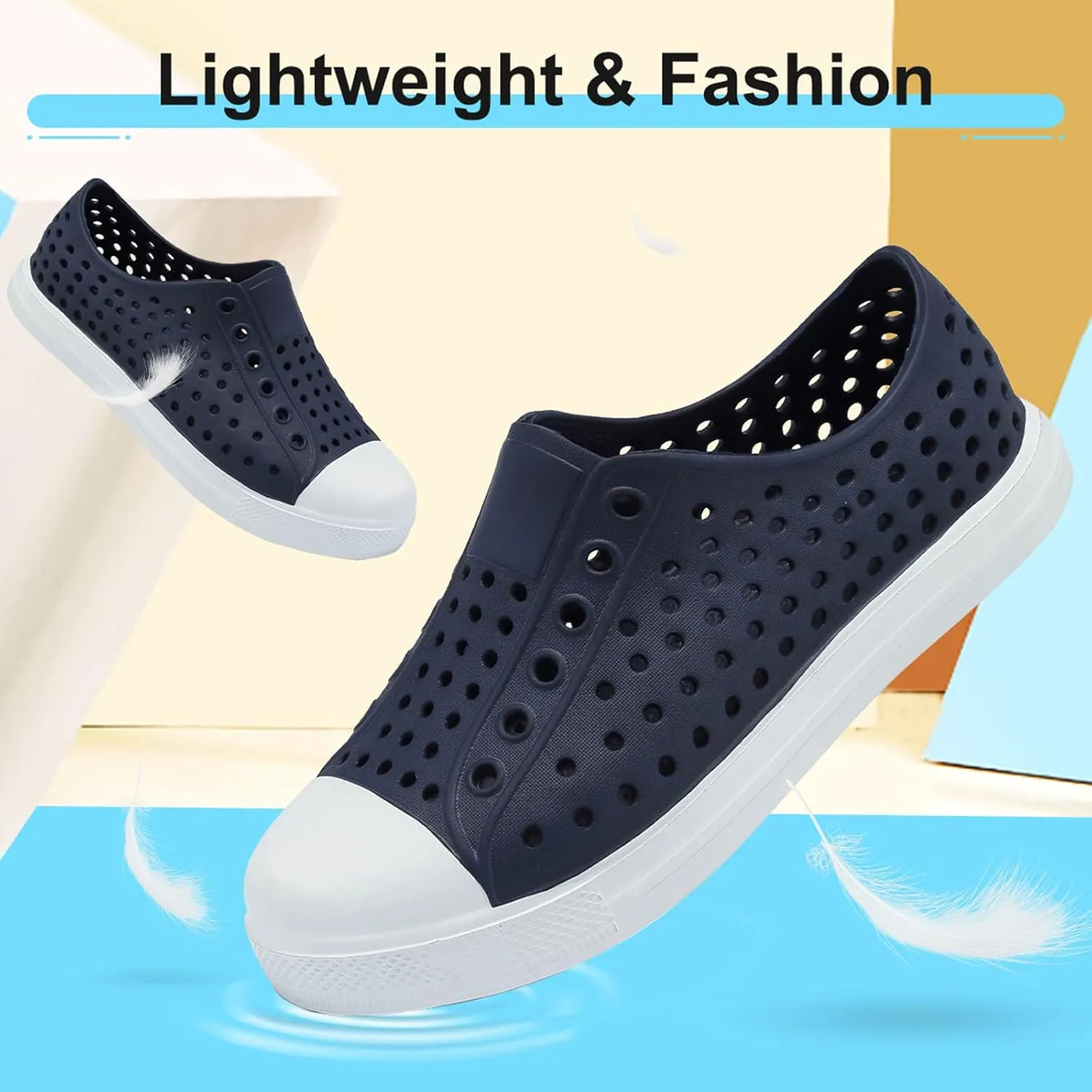 QLZ Toddler Kids Water Shoes for Boys Girls Garden Sandals Rubber Shoes Beach Sneakers, Slip-on Anti-Slip Lightweight Breathable Quick Dry Soft Flexible（Toddler/Little Kid/Big Kid）