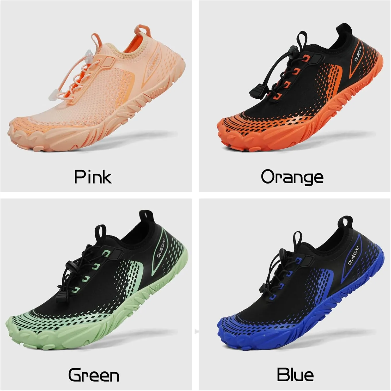Queday Water Shoes for Women Men Quick Dry Barefoot Shoes Athletic Lightweight Sports Aqua Socks Outdoor Swim Fishing Hiking Diving Surf Walking Kayaking