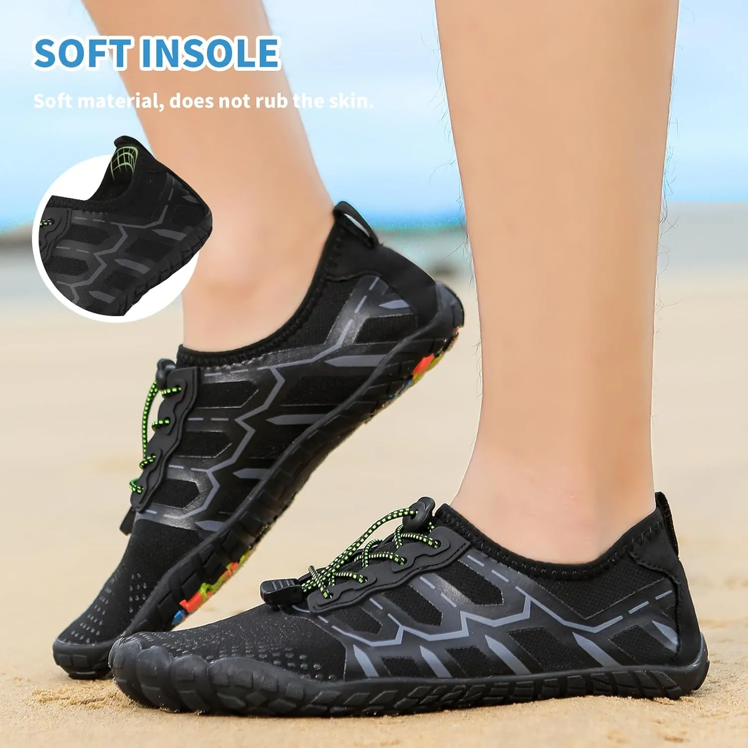 Quick Dry Barefoot Beach & Pool Shoes - Slip-on for Women & Men, Surf, Yoga & Water Sports