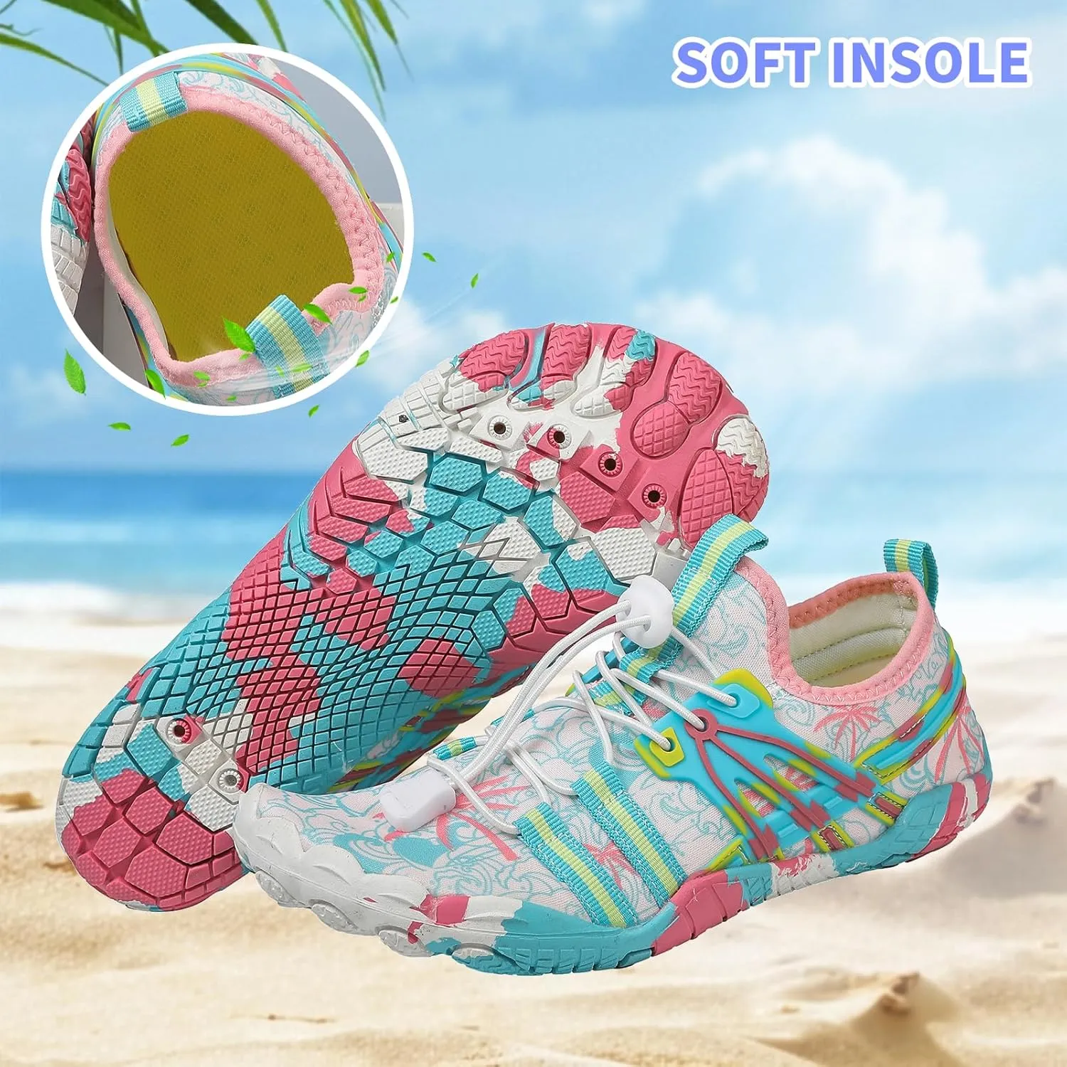 Quick Dry Barefoot Beach & Pool Shoes - Slip-on for Women & Men, Surf, Yoga & Water Sports