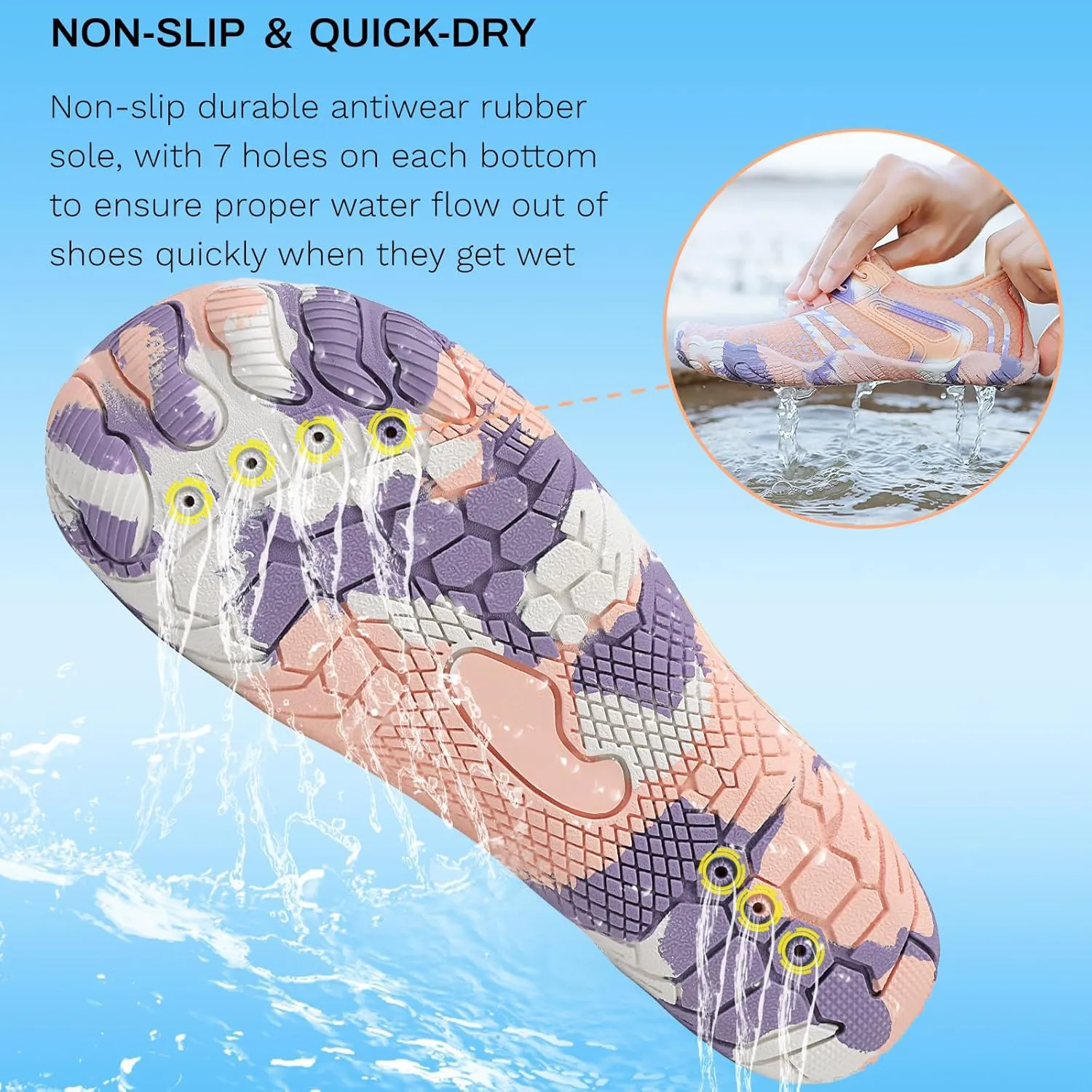 Quick Dry Water Shoes - Barefoot Swim Shoes for Women & Men, Non-Slip Aqua Shoes for Beach, River, Pool & Hiking