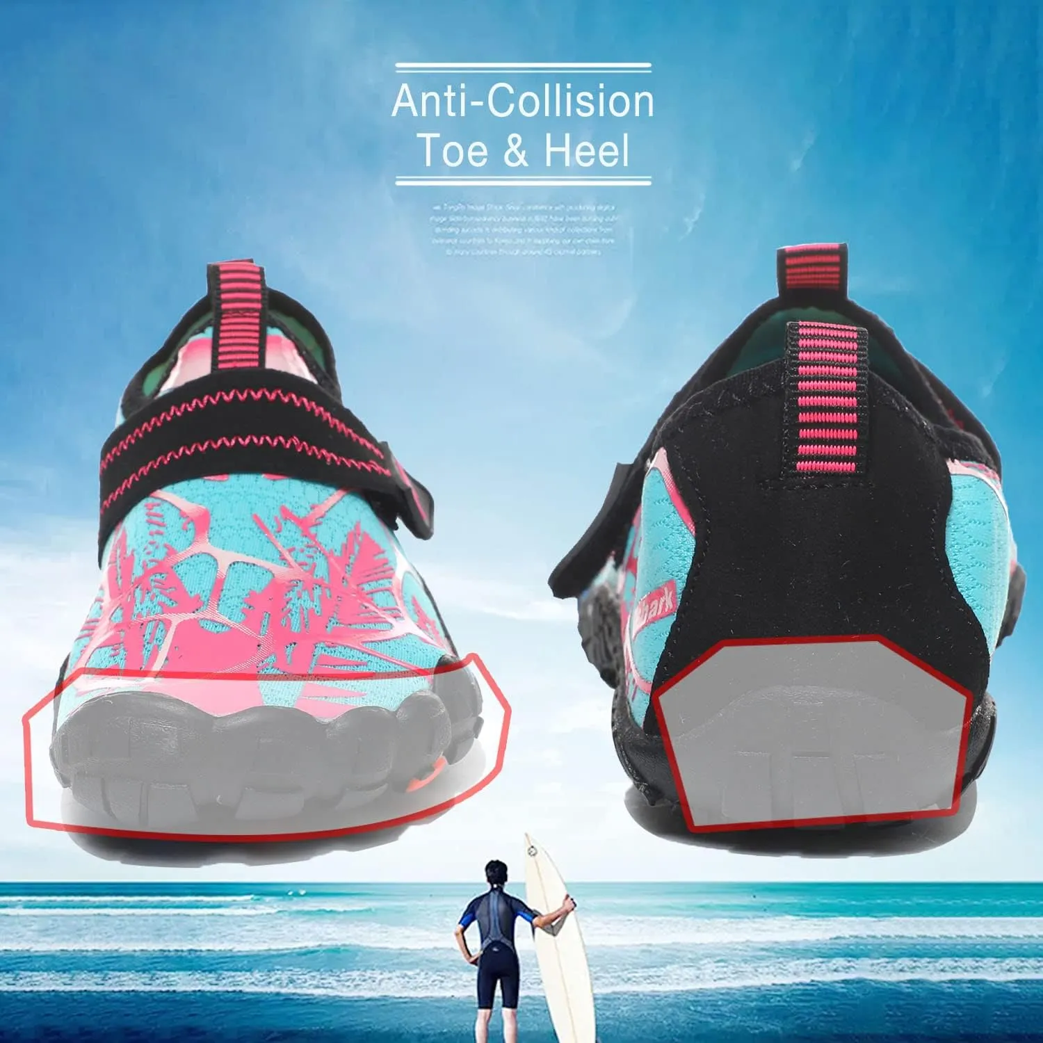 Quickshark Kids Water Shoes Boys Girls Barefoot Aqua Socks Outdoor Indoor Quick Dry Sandals Lightweight Slip On Walking Sneakers for Beach Pool Swim (Little Kid/Big Kid)