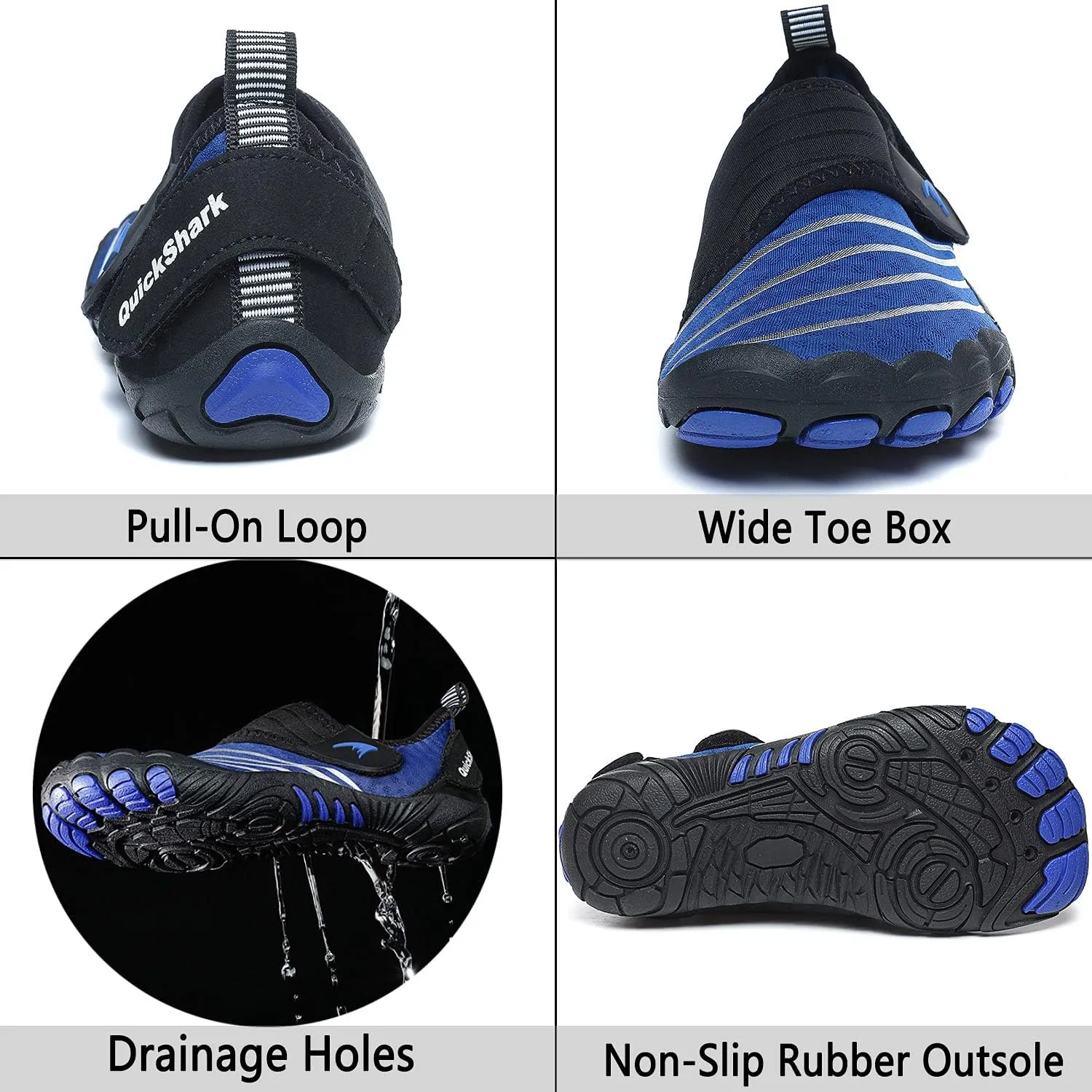 Quickshark Kids Water Shoes Boys Girls Barefoot Aqua Socks Outdoor Indoor Quick Dry Sandals Lightweight Slip On Walking Sneakers for Beach Pool Swim (Little Kid/Big Kid)