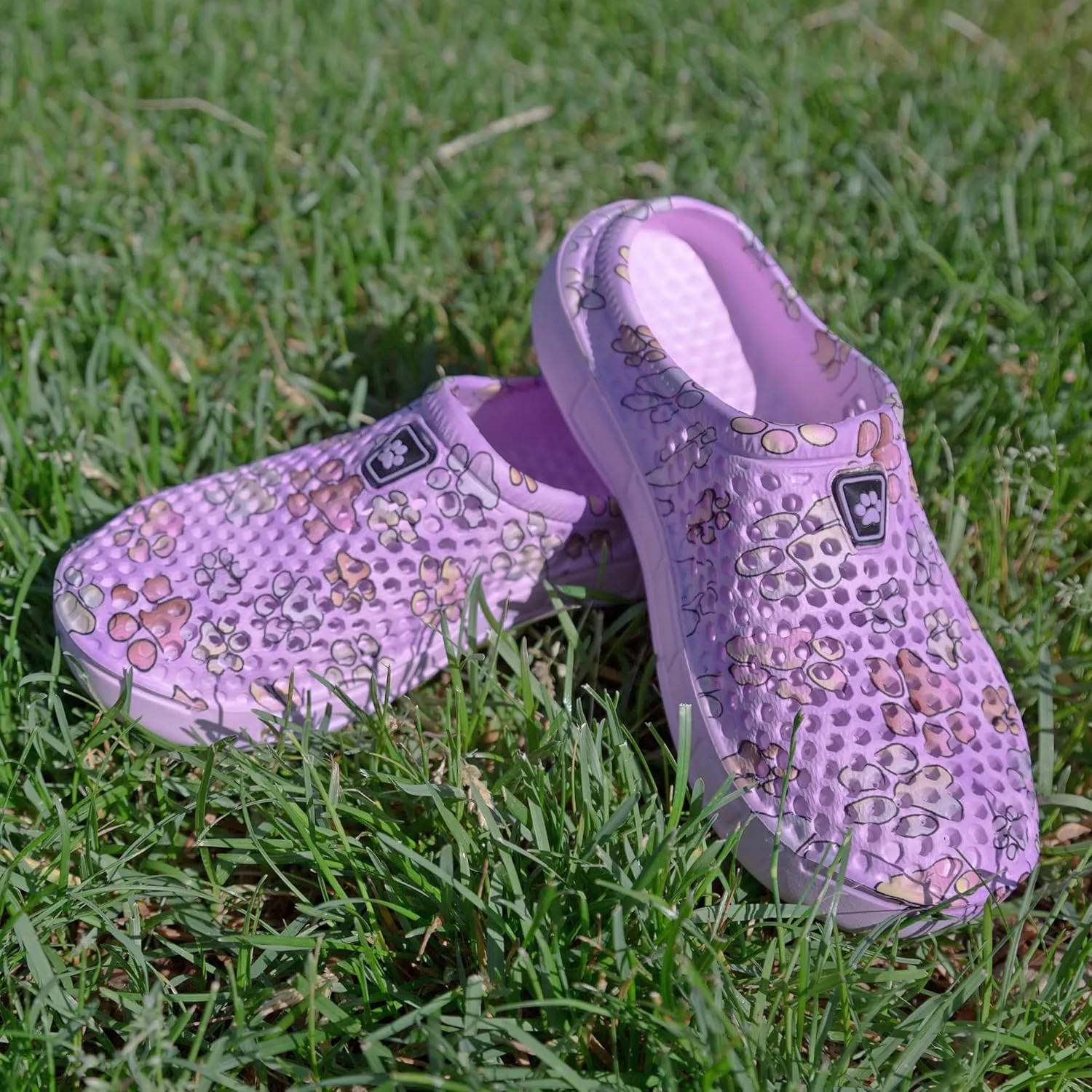 Rainbow Paw Clogs Lightweight Slip On Breathable EVA Water Friendly Quick Dry Durable Animal Lover Shoes Gifts for Women Mom Ladies