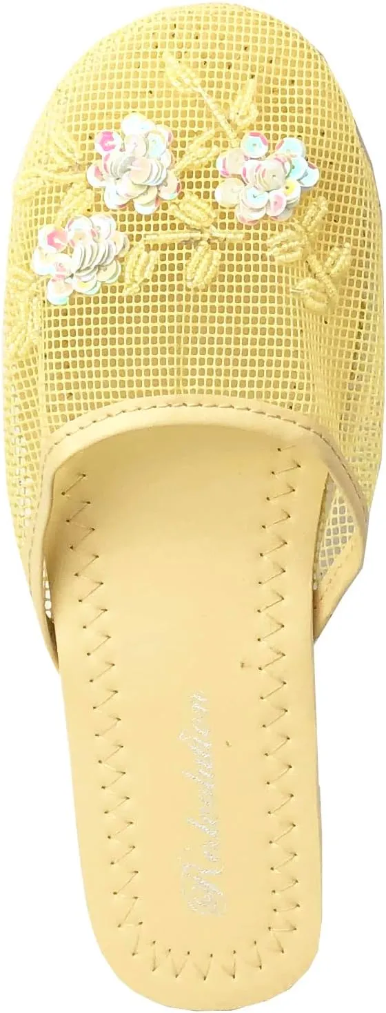 REDVOLUTION Women's Chinese Mesh Slipper Floral Flip Flop Sandals | 1313