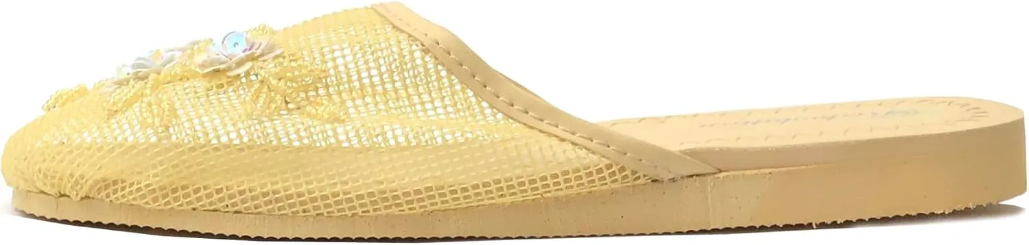 REDVOLUTION Women's Chinese Mesh Slipper Floral Flip Flop Sandals | 1313
