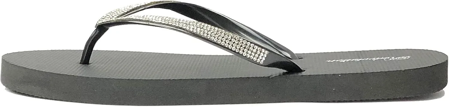REDVOLUTION Women's Rhinestone Sandals Soft Platform Footbed Midsole Fashion Flip Flop