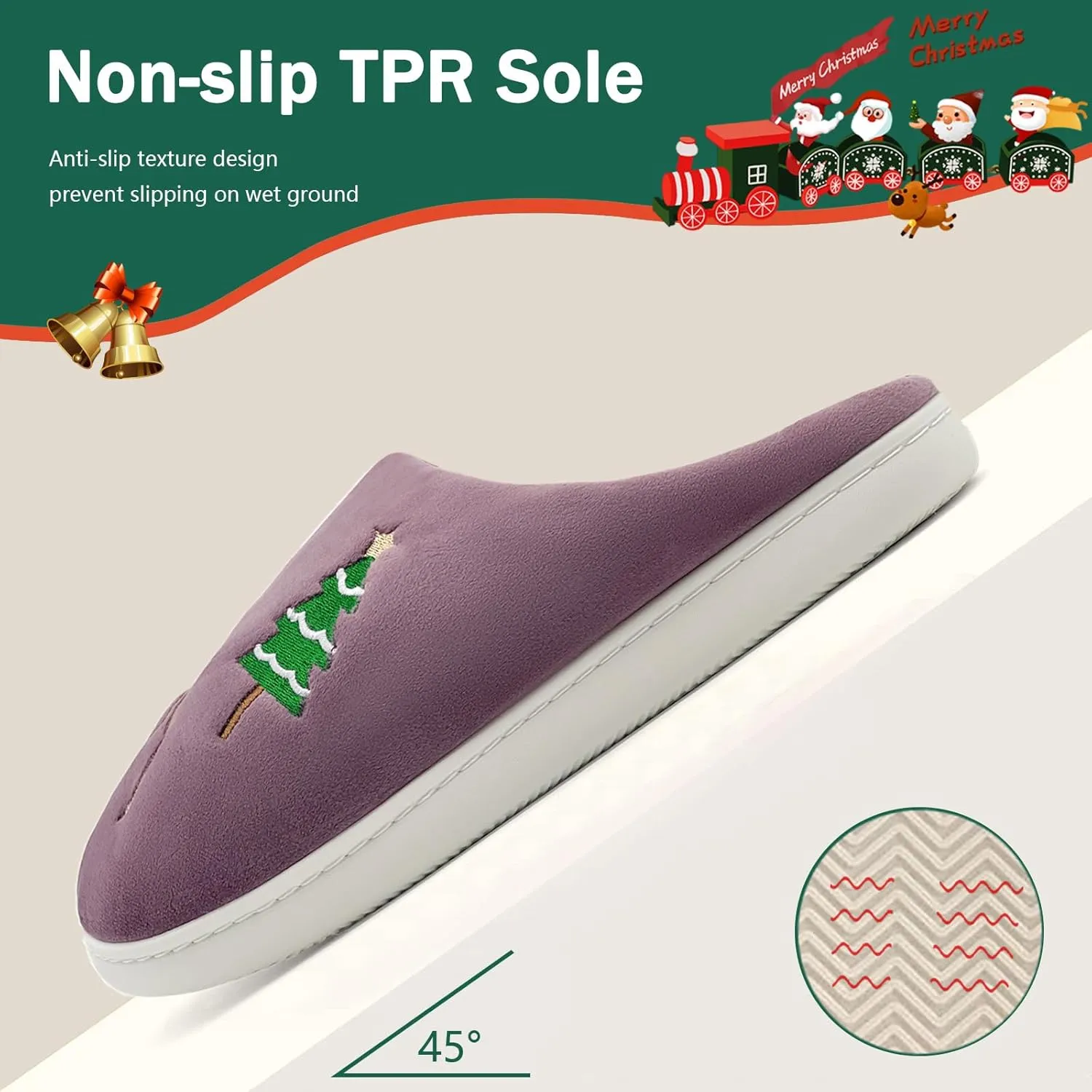 Reindeer Slippers for Women & Men - Memory Foam, Fuzzy Indoor Comfy Holiday & Slippers