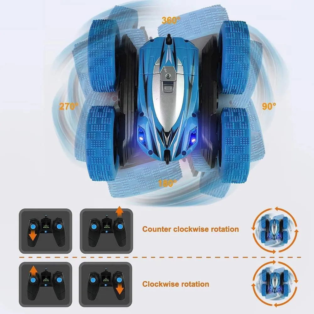 Remote Control RC Car for Boys: 2.4GHz 4WD Fast Stunt Cars Double Sided 360°Spin Flips Rotating Cars Aged 6 7 8 9 10 11 12 Kids Toys 6-8 Coordination Ability 8-12 Race Game Cool Birthday Gifts