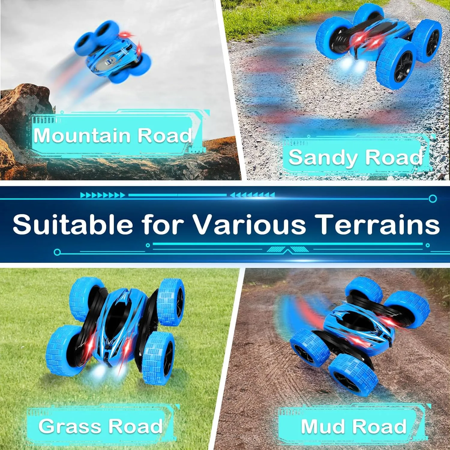 Remote Control RC Car for Boys: 2.4GHz 4WD Fast Stunt Cars Double Sided 360°Spin Flips Rotating Cars Aged 6 7 8 9 10 11 12 Kids Toys 6-8 Coordination Ability 8-12 Race Game Cool Birthday Gifts