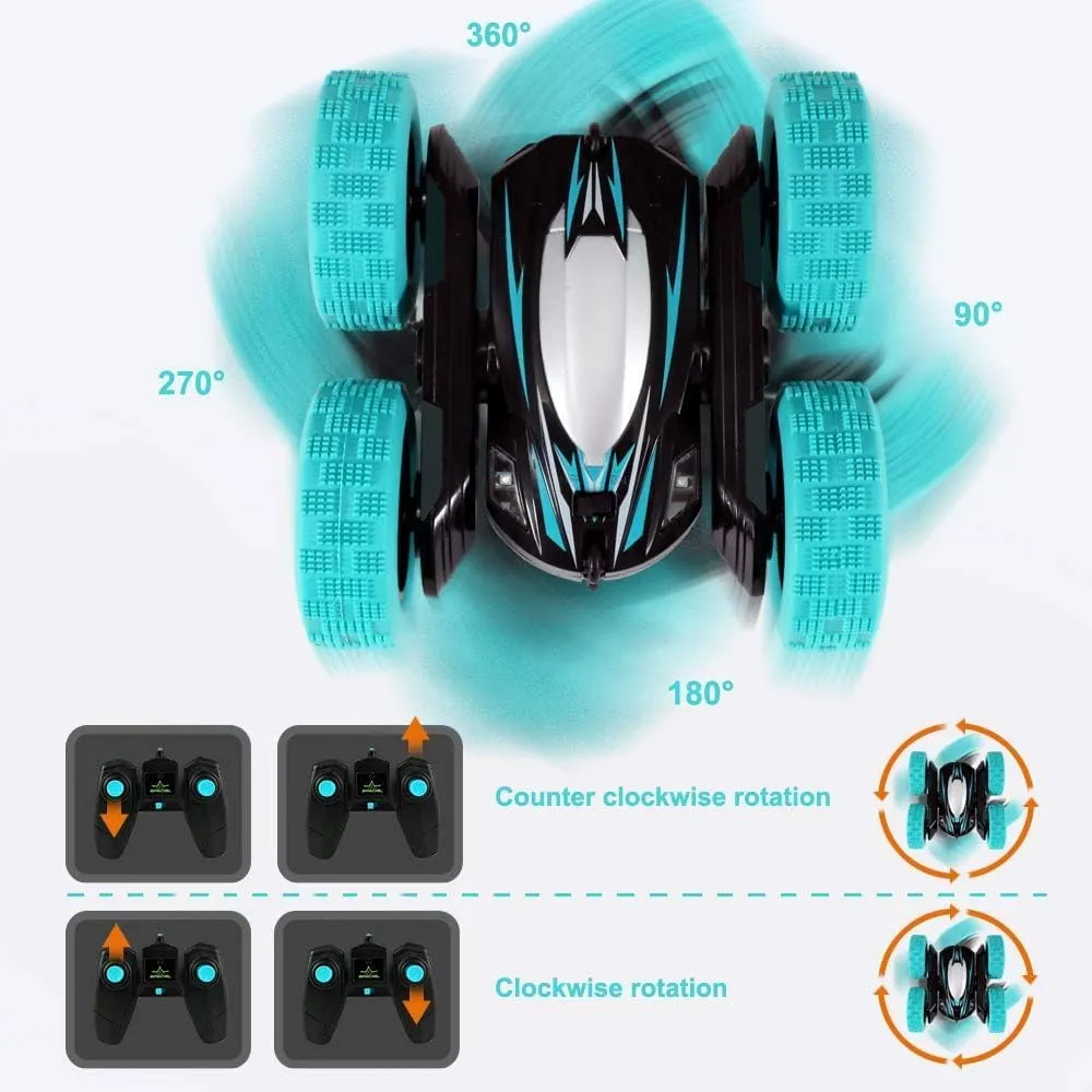Remote Control Stunt Car for Boys: RC Car 4WD Child Hobby Cars 5 6 7 8 9 10 11 12 Toys Boys Girls Kids Gifts Fast 360°Flip Travel Activity Game Birthday Gift 6-8 8-12 Cool Christmas Stuffer Outdoor