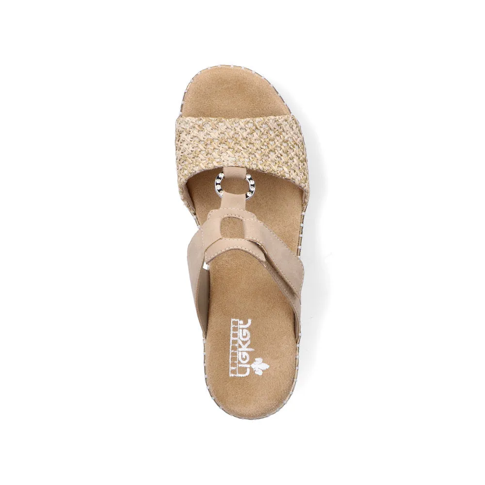 RIEKER - V1243-60 LOW WEDGE FASHION MULE - BEIGE
