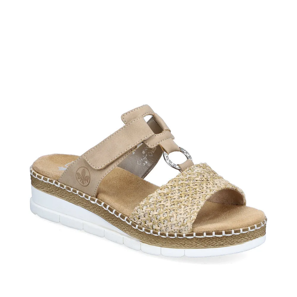 RIEKER - V1243-60 LOW WEDGE FASHION MULE - BEIGE