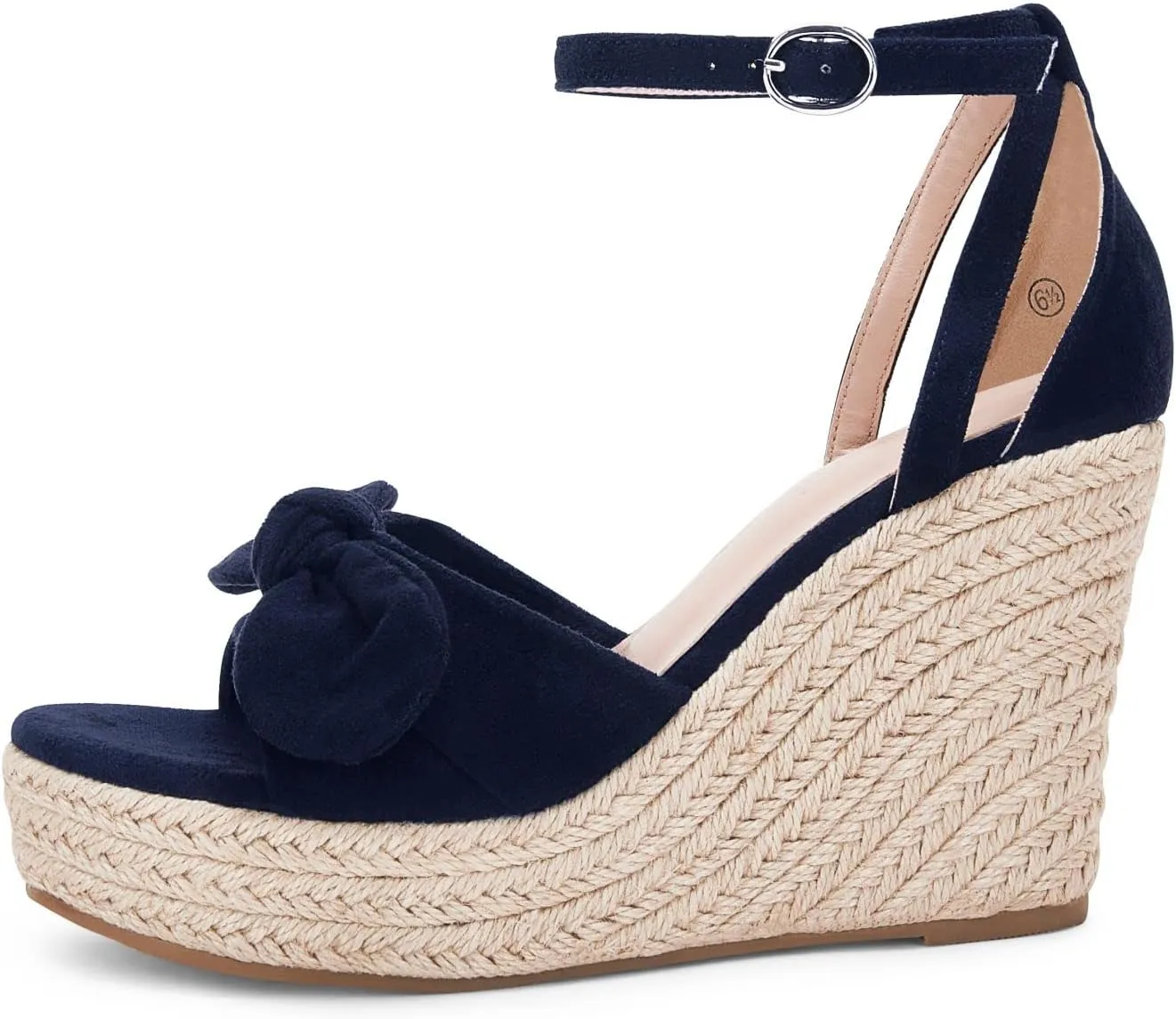 Rilista Womens Wedge Platform Sandals Cute Bowknot Open Toe Espadrille High Heels Buckle Ankle Strap Summer Shoes
