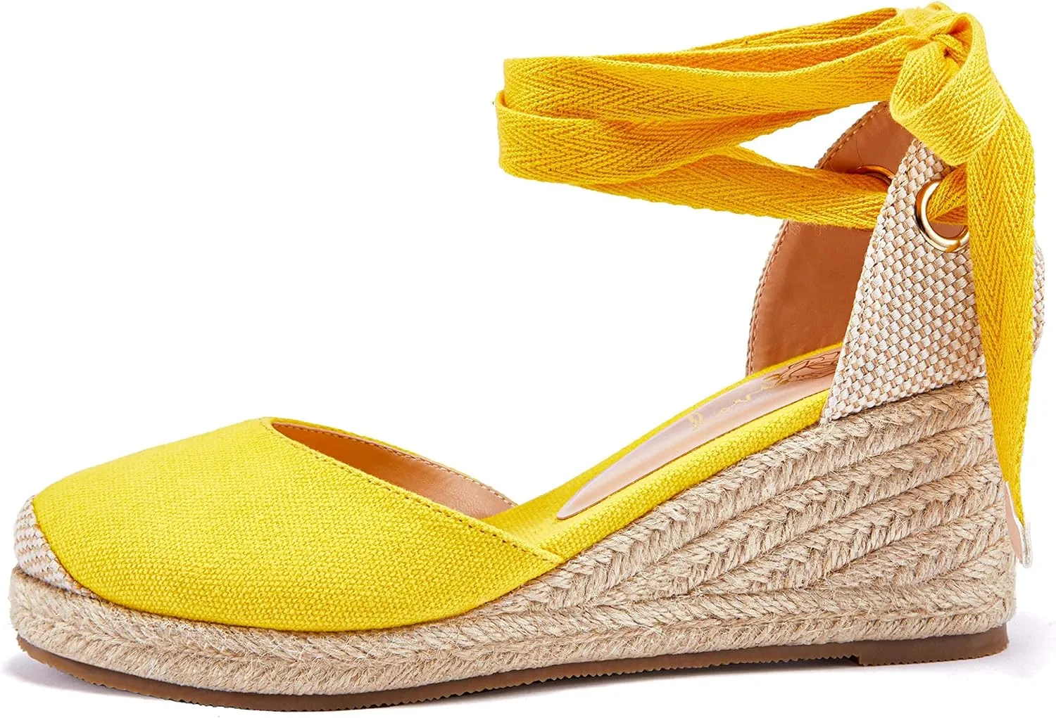 Ruanyu Womens Platform Espadrille Sandals Lace Up Closed Toe Summer Wedge Sandals