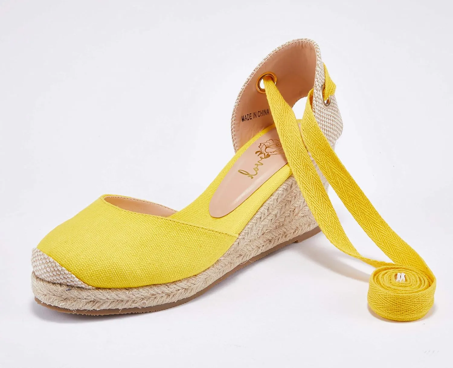 Ruanyu Womens Platform Espadrille Sandals Lace Up Closed Toe Summer Wedge Sandals