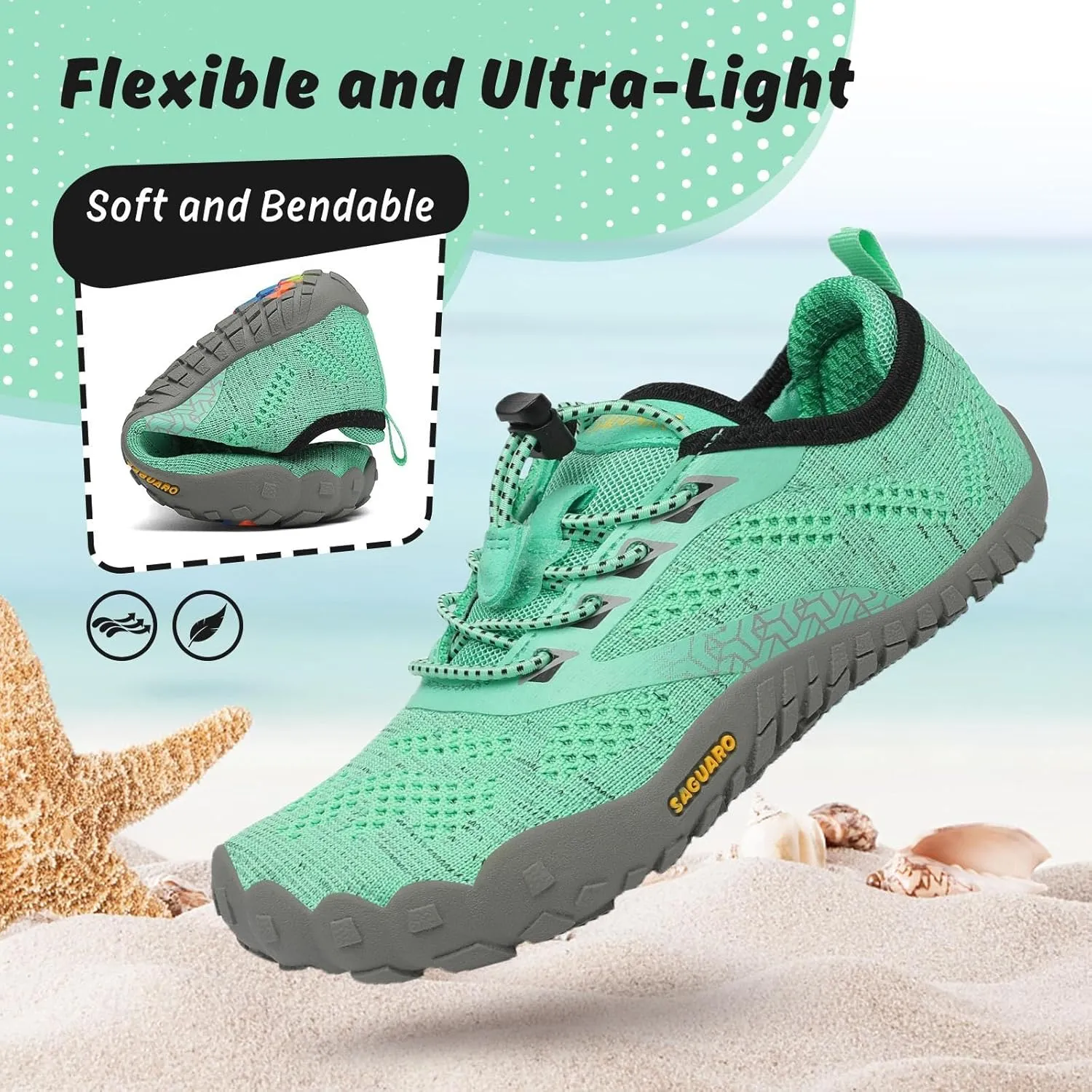 SAGUARO Kids' Barefoot Shoes Boys Girls Quick Dry Aqua Athletic Sneakers Lightweight Sport Footwear Toddler Water Shoes