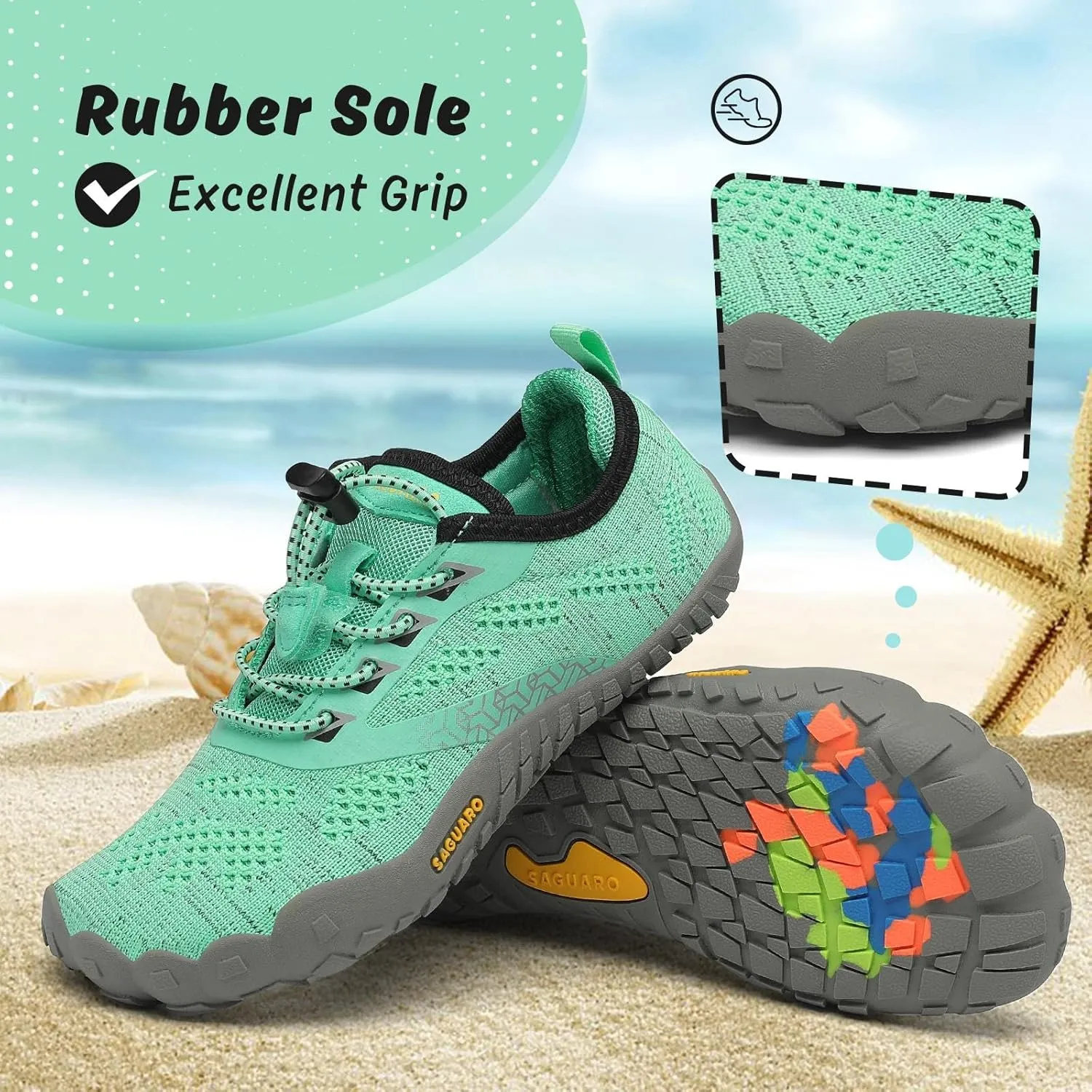 SAGUARO Kids' Barefoot Shoes Boys Girls Quick Dry Aqua Athletic Sneakers Lightweight Sport Footwear Toddler Water Shoes