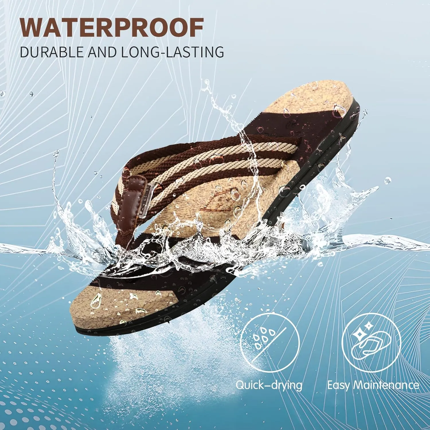 Sandals Men's Flip Flops Striped Men Slippers Stylish Summer Balcony Office Outdoor Beach Indoor Father's Day Gift