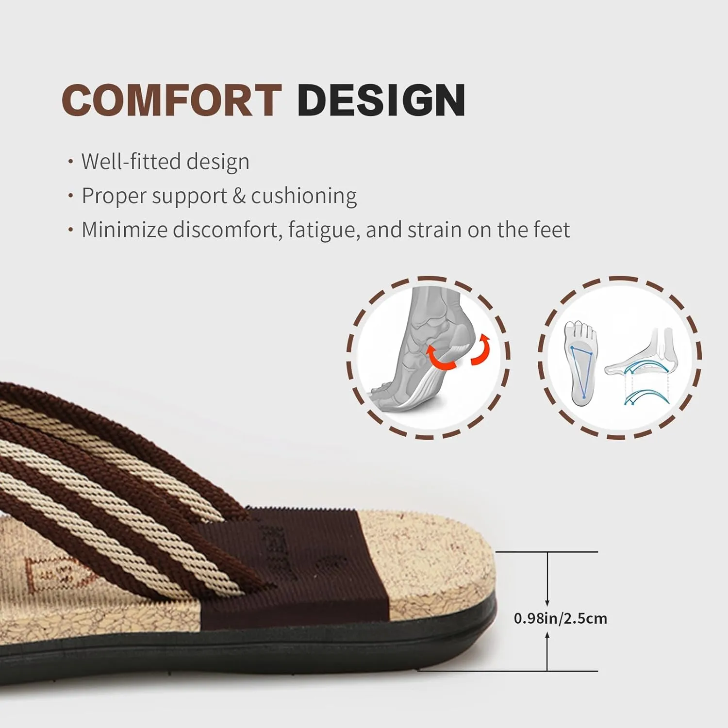 Sandals Men's Flip Flops Striped Men Slippers Stylish Summer Balcony Office Outdoor Beach Indoor Father's Day Gift