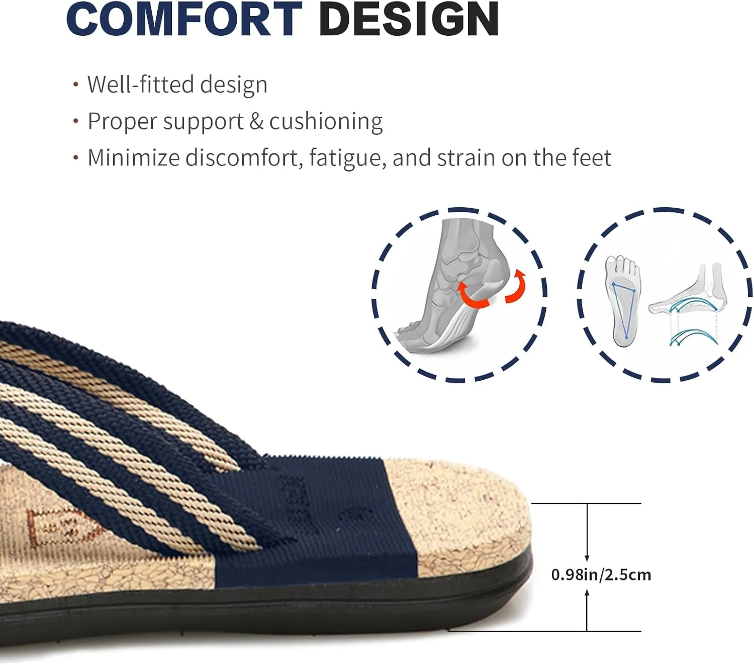Sandals Men's Flip Flops Striped Men Slippers Stylish Summer Balcony Office Outdoor Beach Indoor Father's Day Gift