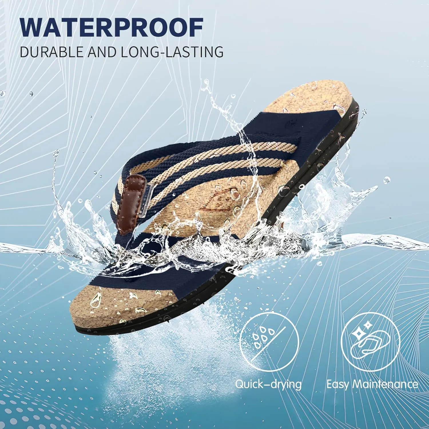 Sandals Men's Flip Flops Striped Men Slippers Stylish Summer Balcony Office Outdoor Beach Indoor Father's Day Gift