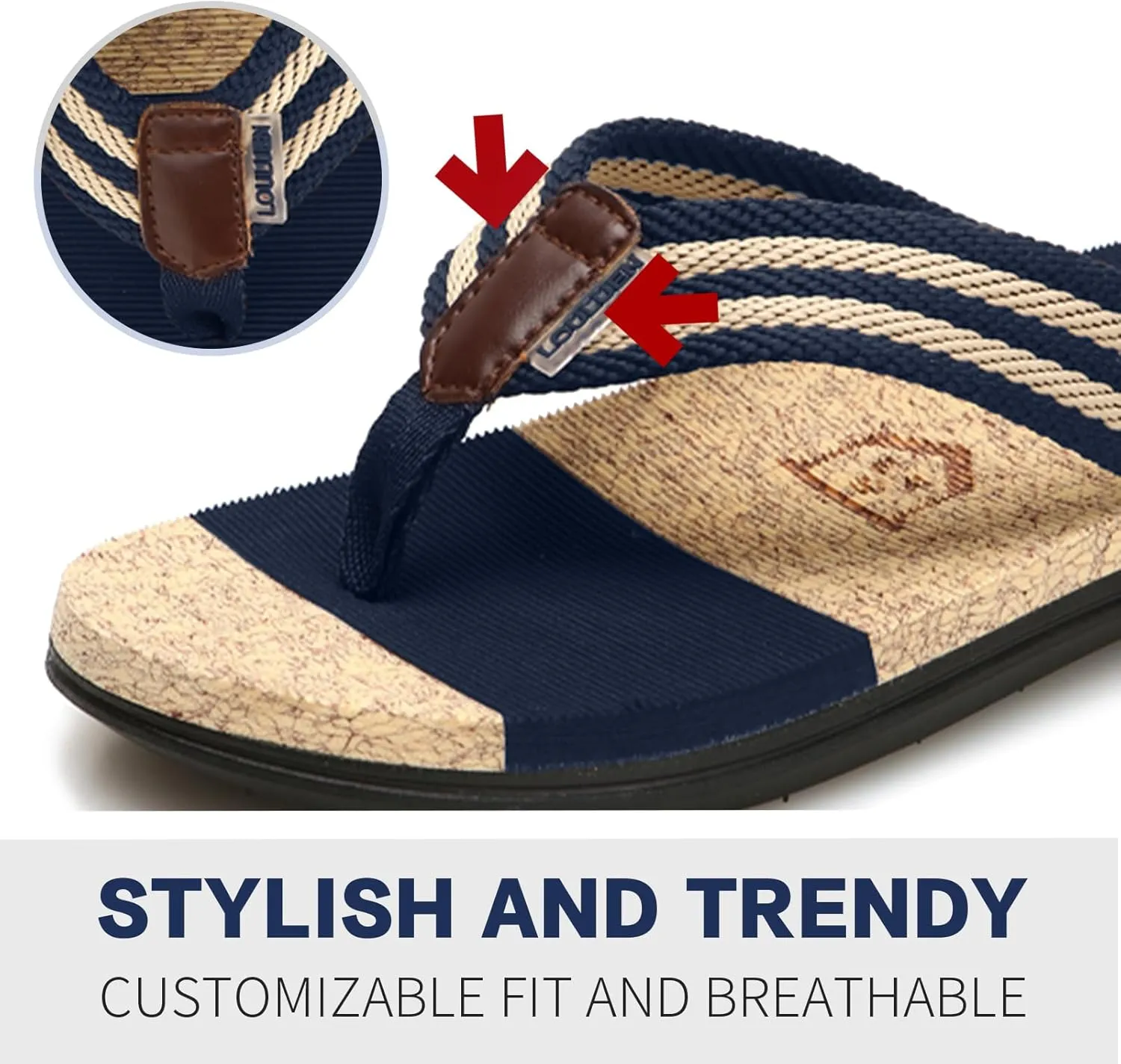 Sandals Men's Flip Flops Striped Men Slippers Stylish Summer Balcony Office Outdoor Beach Indoor Father's Day Gift