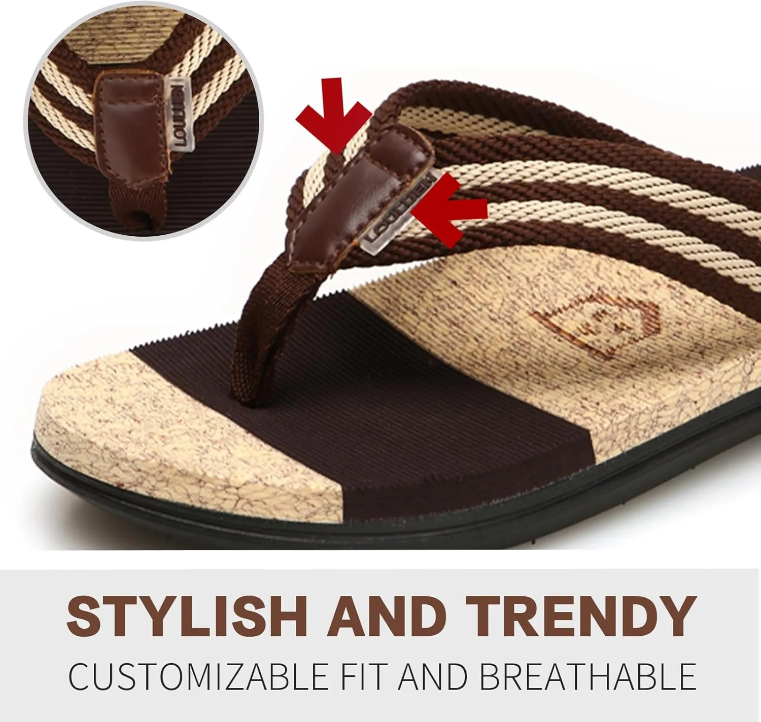 Sandals Men's Flip Flops Striped Men Slippers Stylish Summer Balcony Office Outdoor Beach Indoor Father's Day Gift