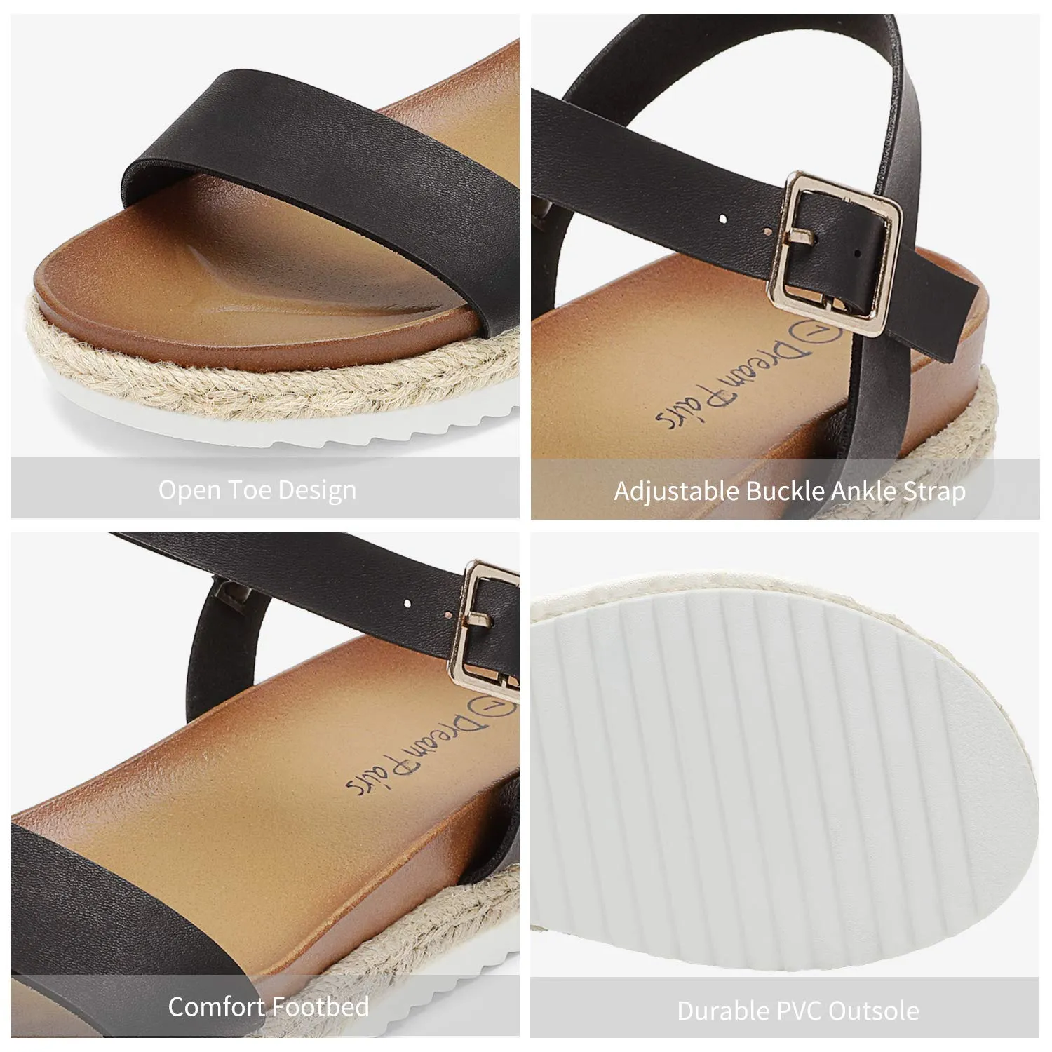Sandals Strap Competitive pricing Casual Unique PAIRS Flatform Wedge DREAM Platform Open Toe Espadrille Ankle Womens