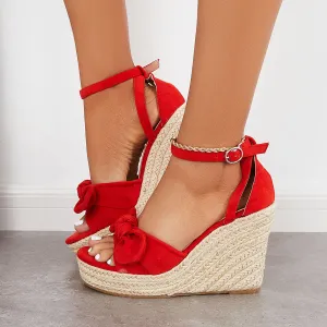 Sandals Wedges Wholesale Platform Strap Espadrille Bowknot Risk-free returns Ankle