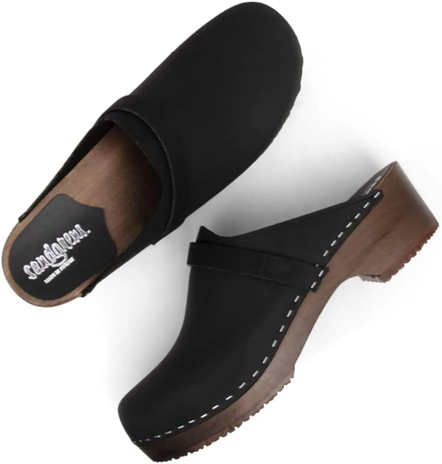 Sandgrens Handmade Swedish Wood Clogs for Men, Low Heel Mule | Malmö