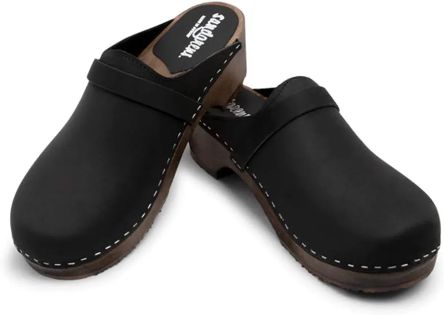 Sandgrens Handmade Swedish Wood Clogs for Men, Low Heel Mule | Malmö