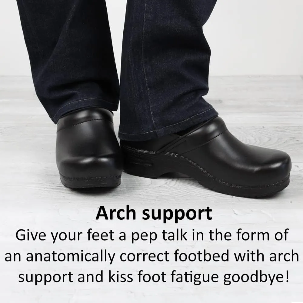 Sanita Pro Oiled Professional Clogs for Men - Arch Support, Durable, Closed-Back Slip-On Shoes