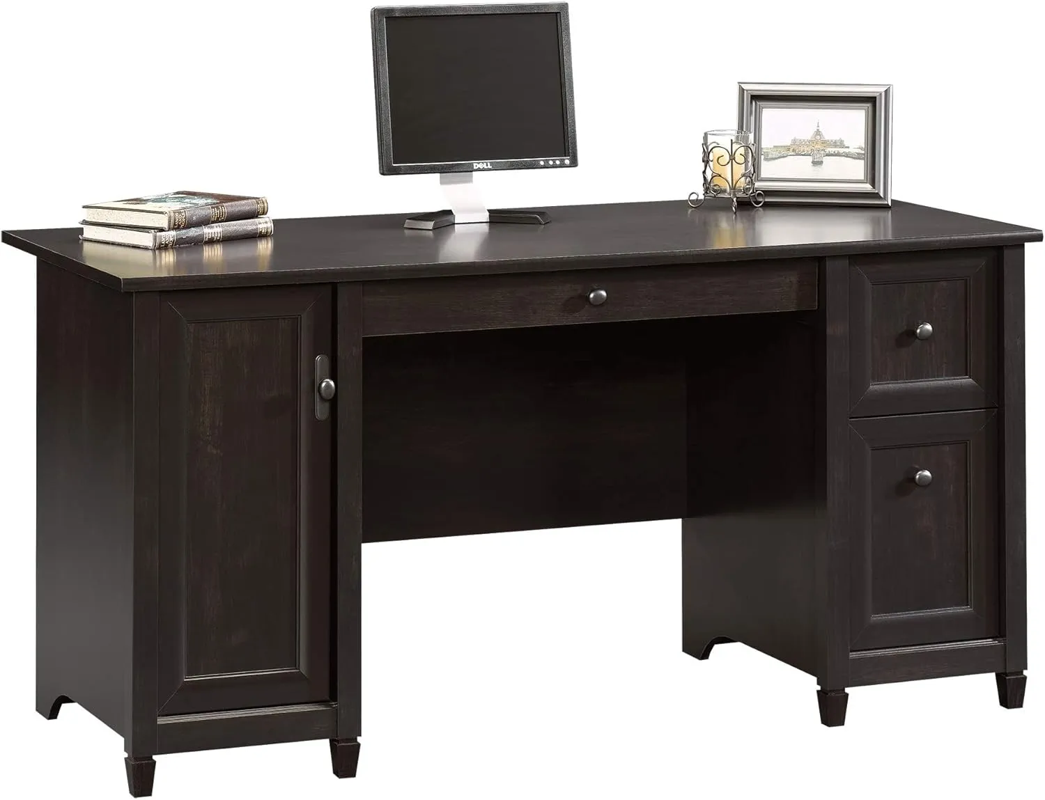 Sauder Edge Water Computer Desk with Storage Drawers, Home Office, L: 59.06" x W: 23.23" x H: 29.02", Estate Black