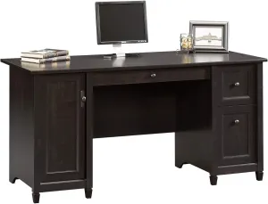 Sauder Edge Water Computer Desk with Storage Drawers, Home Office, L: 59.06" x W: 23.23" x H: 29.02", Estate Black