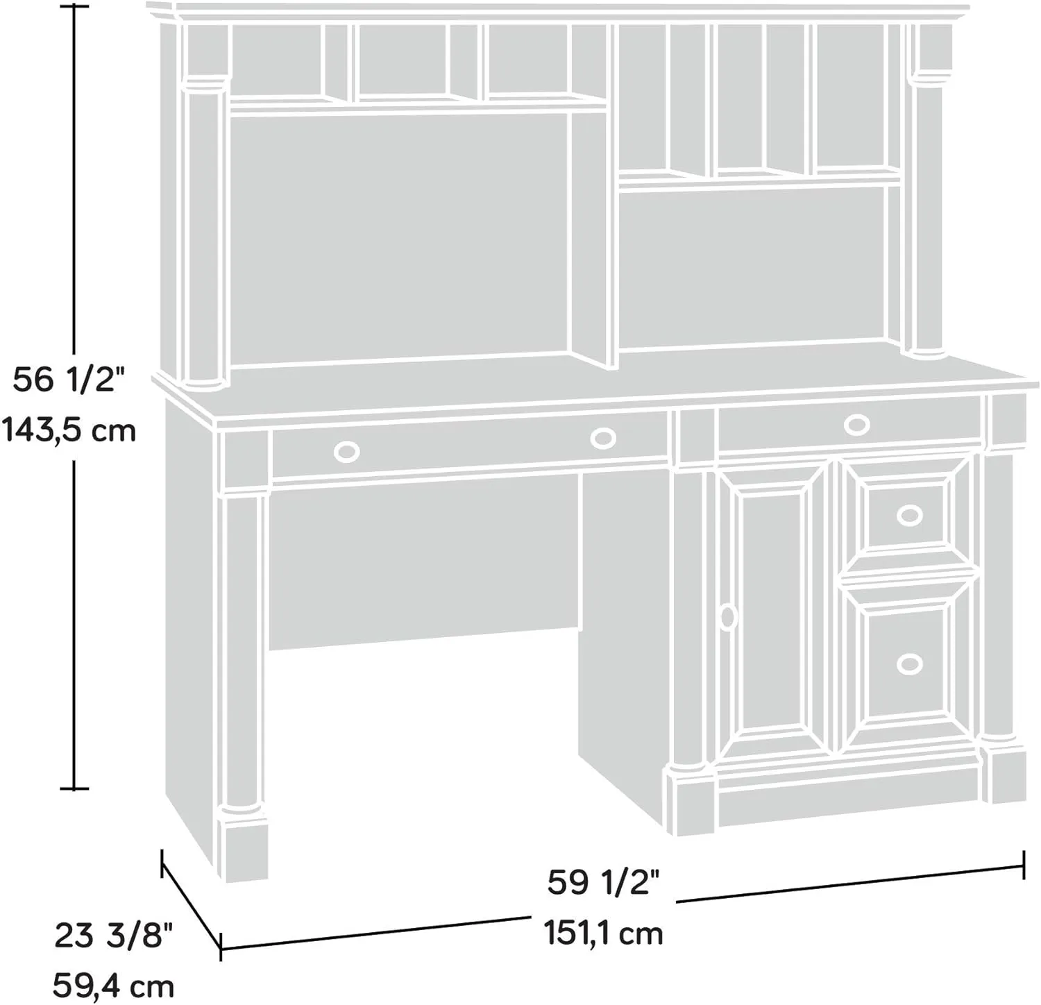 Sauder Palladia Computer Desk with Hutch, Large Storage and File Drawer, Home Office Desk - Select Cherry Finish
