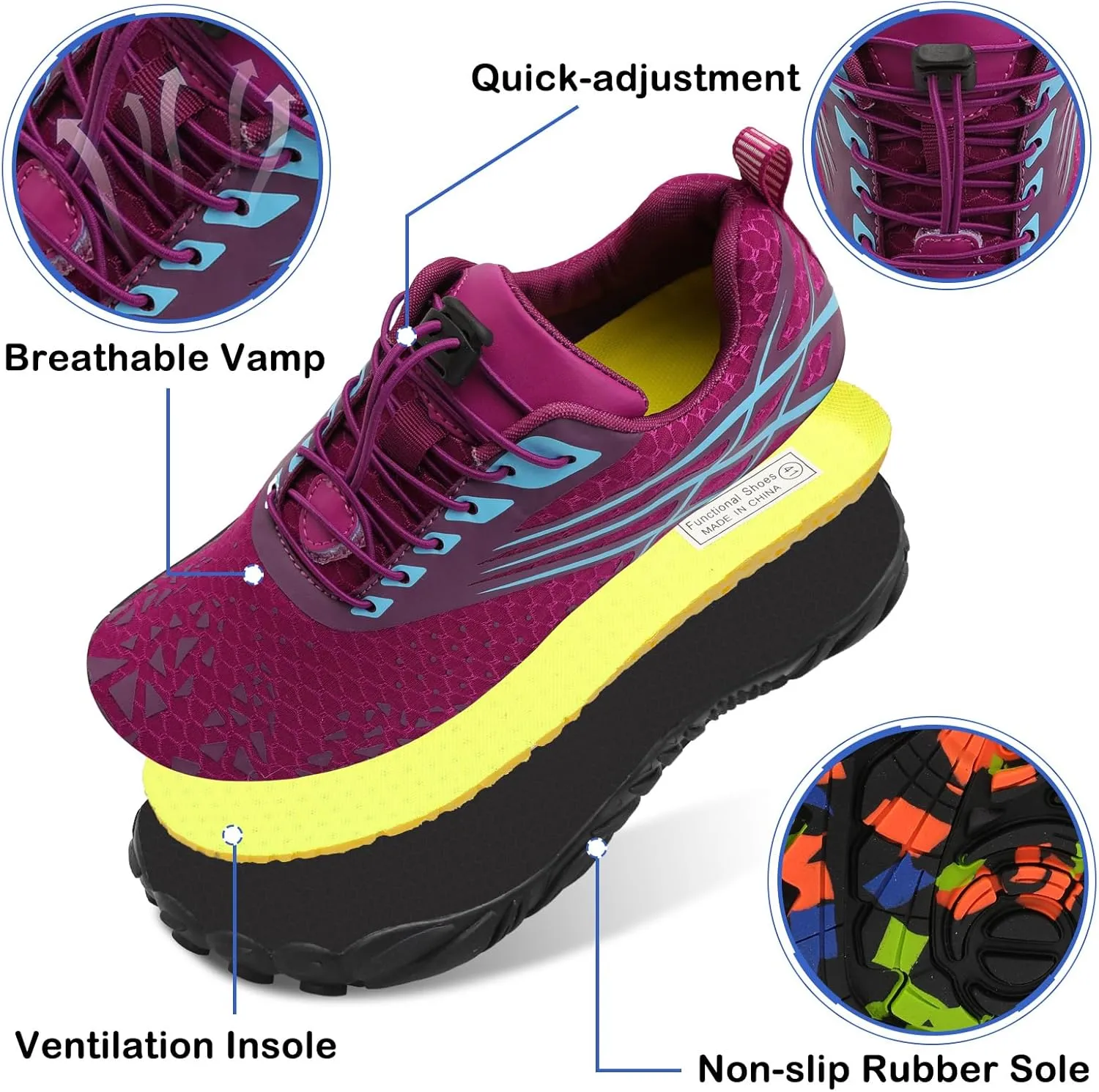 Scurtain Unisex Mens Womens Athletic Hiking Water Shoes Quick Dry Barefoot Aqua Shoes Swim Shoes Beach Shoes with Drainage