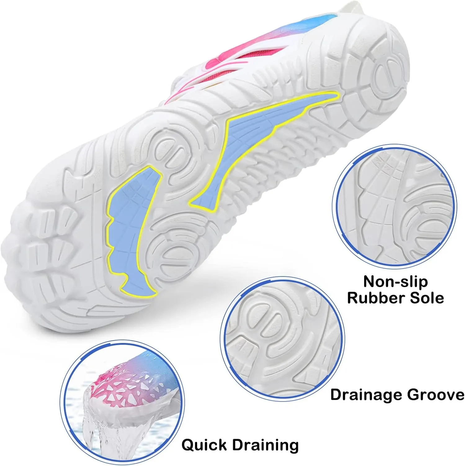 Scurtain Unisex Mens Womens Athletic Hiking Water Shoes Quick Dry Barefoot Aqua Shoes Swim Shoes Beach Shoes with Drainage
