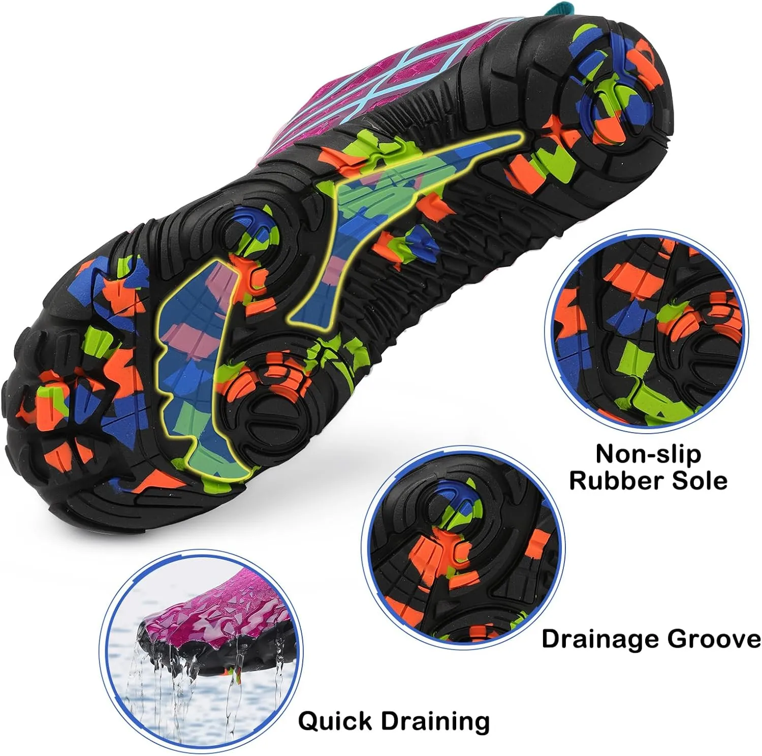 Scurtain Unisex Mens Womens Athletic Hiking Water Shoes Quick Dry Barefoot Aqua Shoes Swim Shoes Beach Shoes with Drainage