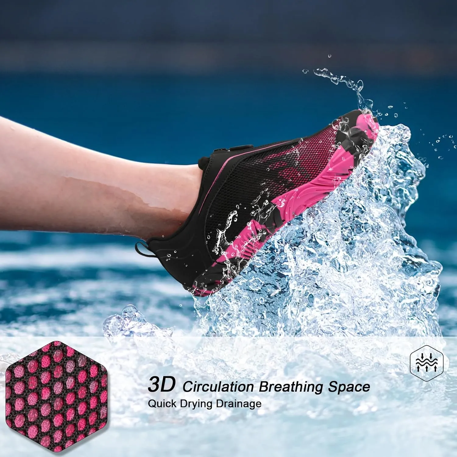 Scurtain Unisex Mens Womens Water Shoes Athletic Sports Aqua Shoes Barefoot Hiking Water Shoes Quick Dry Yoga Pool Swim Surf Beach Walking Shoes with Zipper
