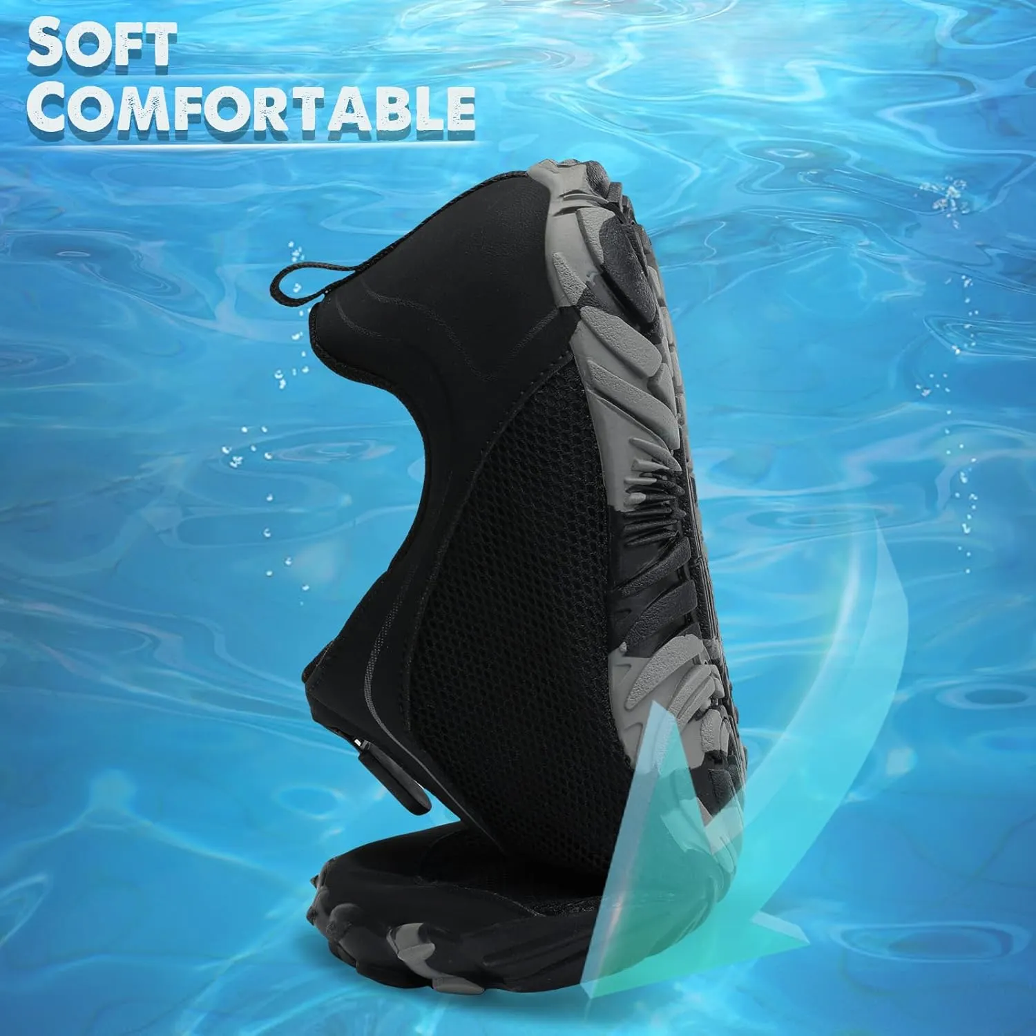Scurtain Unisex Mens Womens Water Shoes Athletic Sports Aqua Shoes Barefoot Hiking Water Shoes Quick Dry Yoga Pool Swim Surf Beach Walking Shoes with Zipper