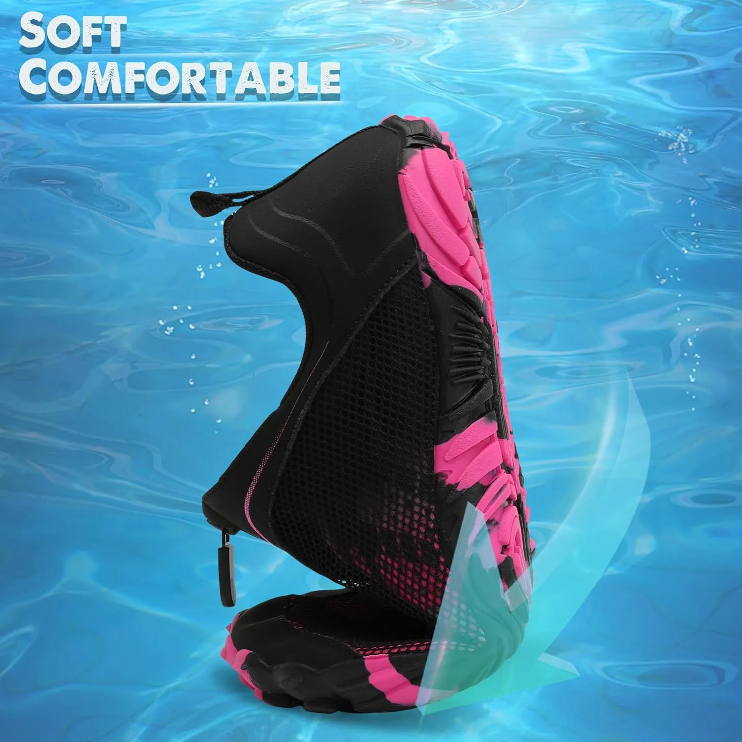 Scurtain Unisex Mens Womens Water Shoes Athletic Sports Aqua Shoes Barefoot Hiking Water Shoes Quick Dry Yoga Pool Swim Surf Beach Walking Shoes with Zipper
