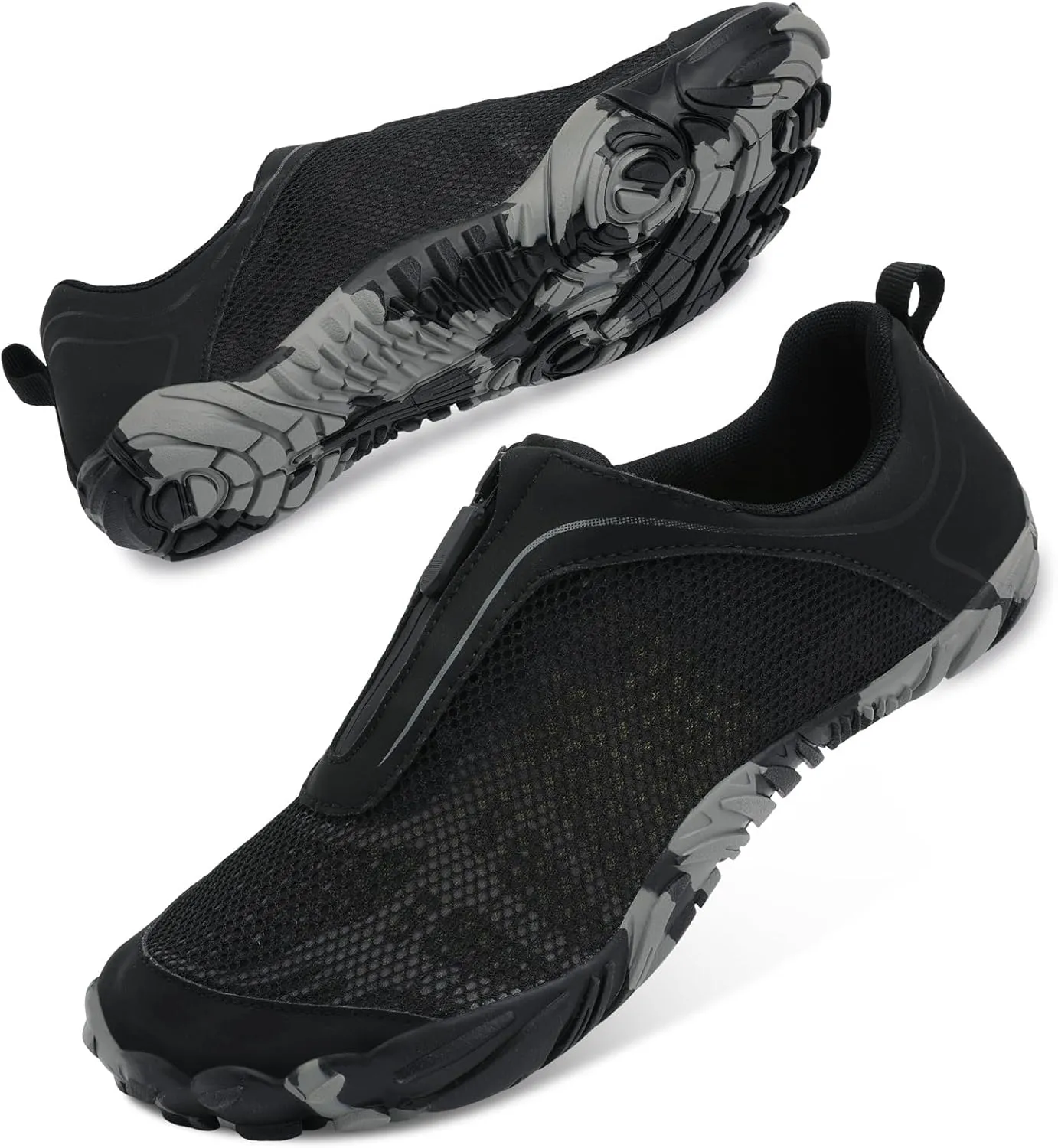 Scurtain Unisex Mens Womens Water Shoes Athletic Sports Aqua Shoes Barefoot Hiking Water Shoes Quick Dry Yoga Pool Swim Surf Beach Walking Shoes with Zipper