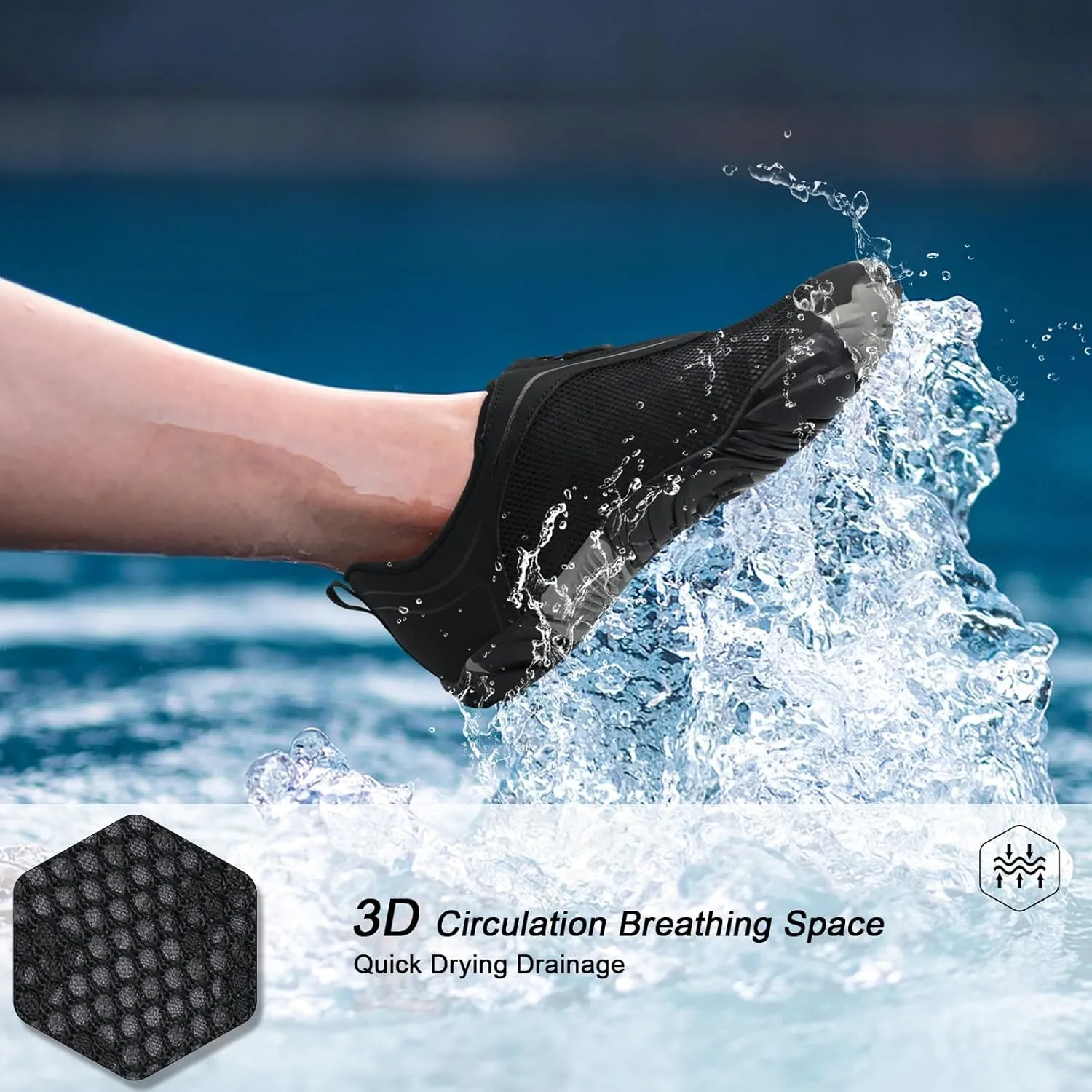 Scurtain Unisex Mens Womens Water Shoes Athletic Sports Aqua Shoes Barefoot Hiking Water Shoes Quick Dry Yoga Pool Swim Surf Beach Walking Shoes with Zipper