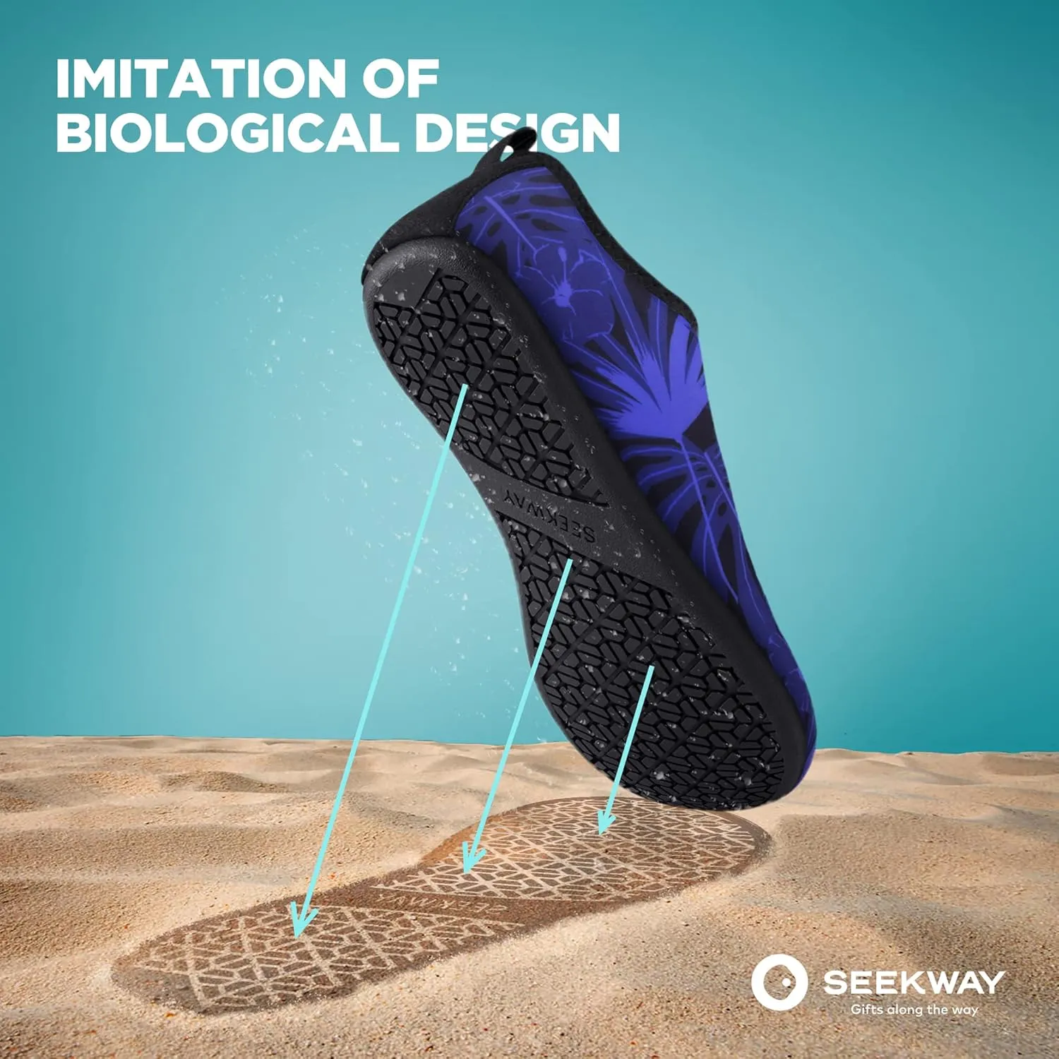 SEEKWAY Water Shoes Quick-Dry Aqua Socks Barefoot Slip-on for Beach Pool Swim River Yoga Lake Surf Women Men Black SK001