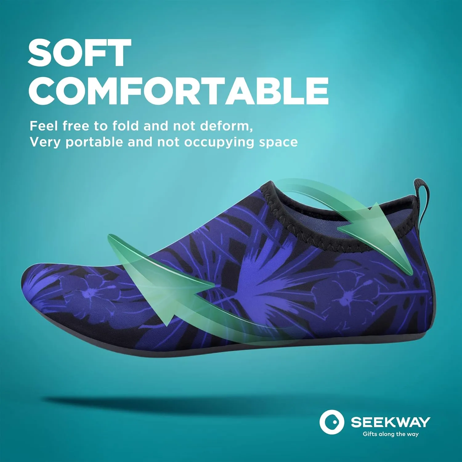 SEEKWAY Water Shoes Quick-Dry Aqua Socks Barefoot Slip-on for Beach Pool Swim River Yoga Lake Surf Women Men Black SK001