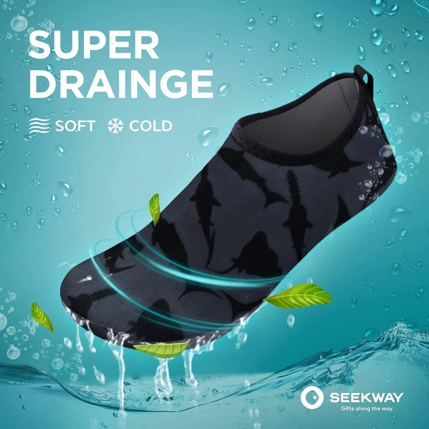 SEEKWAY Water Shoes Quick-Dry Aqua Socks Barefoot Slip-on for Beach Pool Swim River Yoga Lake Surf Women Men SK001