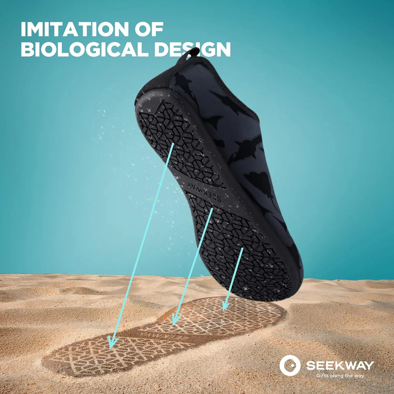 SEEKWAY Water Shoes Quick-Dry Aqua Socks Barefoot Slip-on for Beach Pool Swim River Yoga Lake Surf Women Men SK001