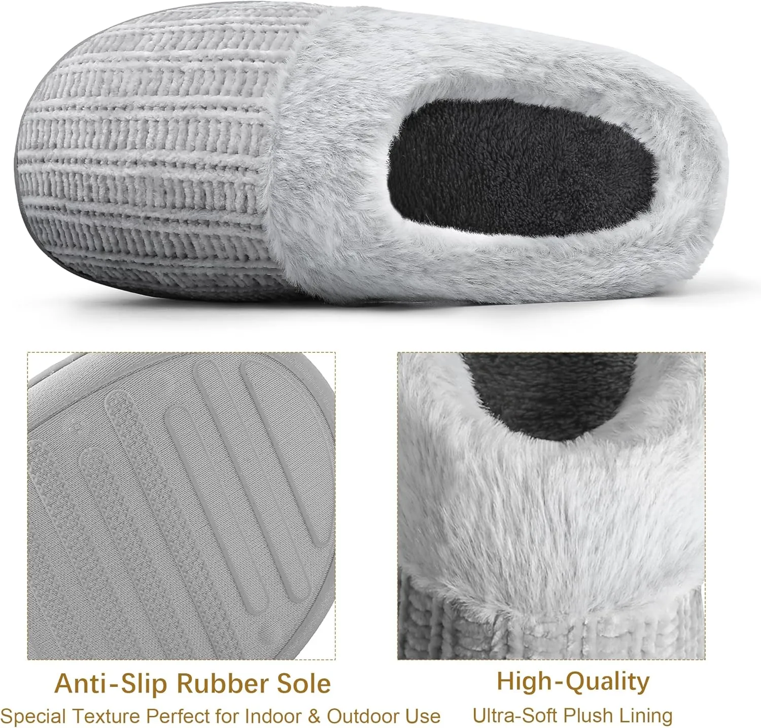 shoeslocker Womens Memory Foam Fuzzy Slippers Knitted House Slippers for Women Comfy Slip-On Warm House Shoes