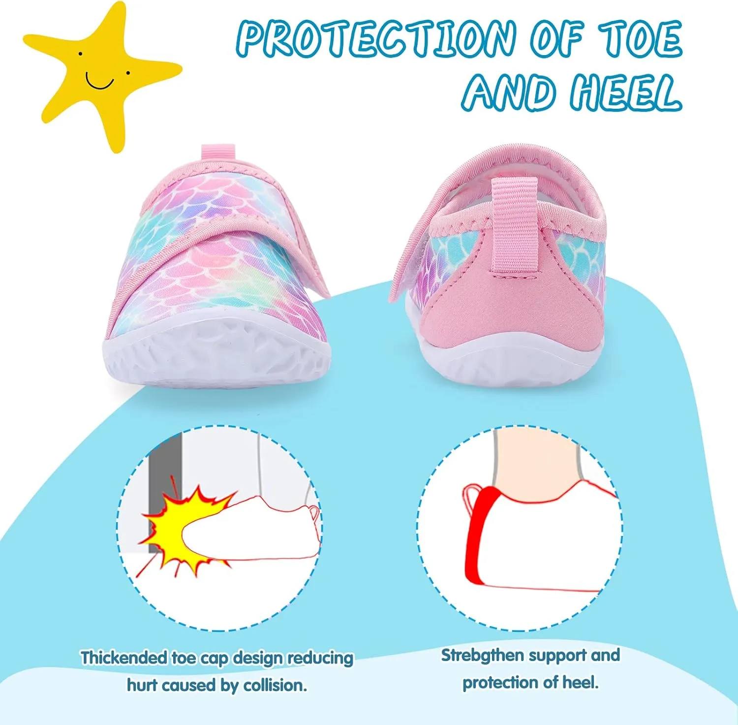 shopUAL Toddler Water Shoes Kids Girls Boys Beach Aqua Socks Skin Barefoot Walking Water Shoes Quick Dry Non-Slip Breathable Swim Pool Surf